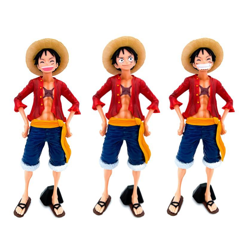 28cm Anime One Piece Assemble Figure Confident Smiley Luffy Three Form Face Changing Doll Action Figurine 4 - One Piece Plush