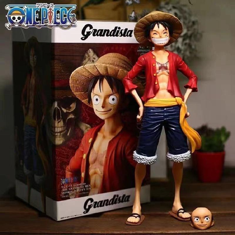 28cm Anime One Piece Assemble Figure Confident Smiley Luffy Three Form Face Changing Doll Action Figurine - One Piece Plush