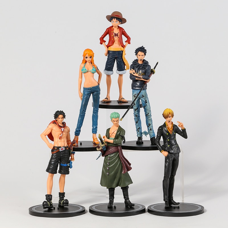 6pcs set One Piece Luffy Nami Ace Sanji Zoro Law Collection Figure PVC Model Figurals 1 - One Piece Plush