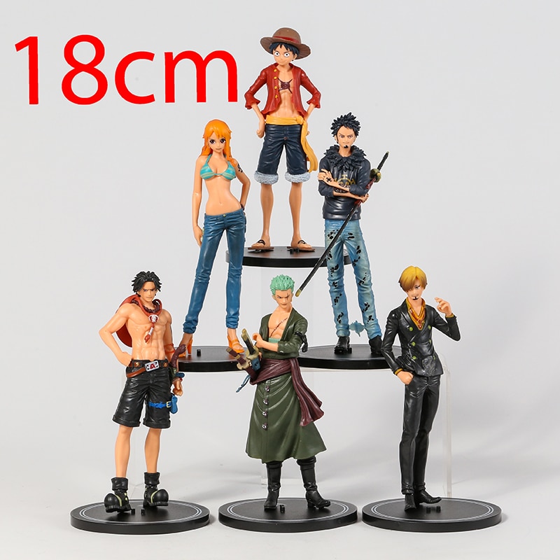 6pcs set One Piece Luffy Nami Ace Sanji Zoro Law Collection Figure PVC Model Figurals 4 - One Piece Plush