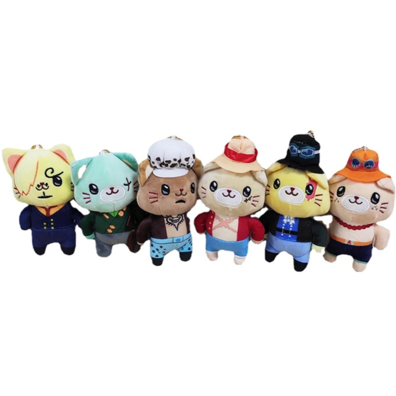 6pcs set Stuffed One Piece Cotton Pendant With Cat Patch Mask Plush Doll 14cm Luffy Sanji 1 - One Piece Plush