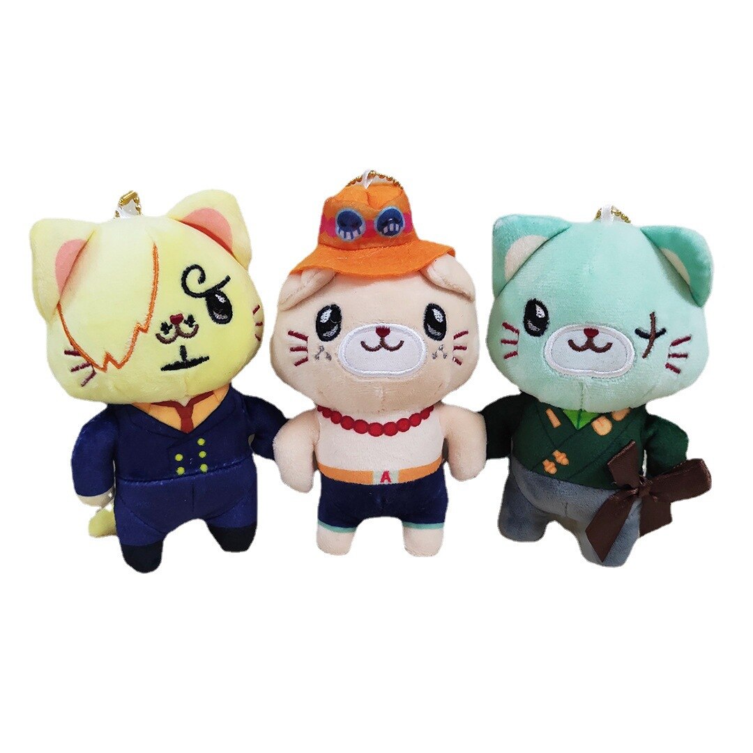 6pcs set Stuffed One Piece Cotton Pendant With Cat Patch Mask Plush Doll 14cm Luffy Sanji 2 - One Piece Plush