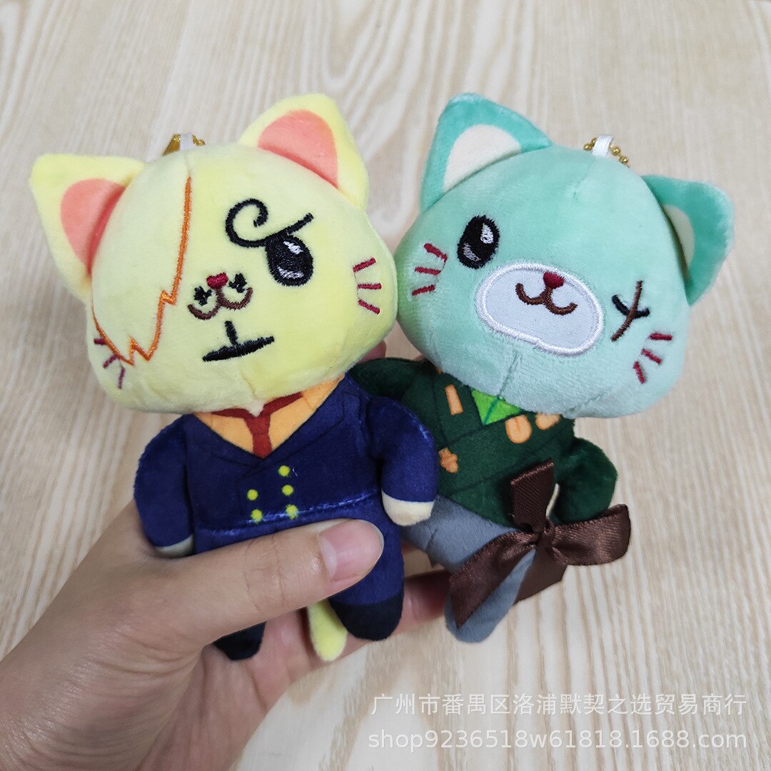 6pcs set Stuffed One Piece Cotton Pendant With Cat Patch Mask Plush Doll 14cm Luffy Sanji 4 - One Piece Plush