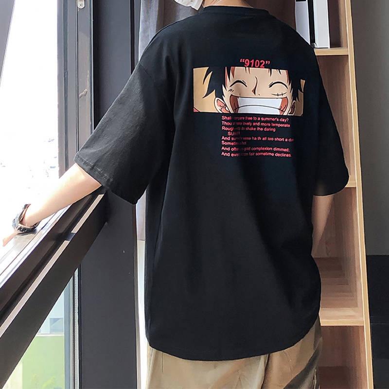 Cool T shirt casual one piece t shirt boys anime summer top tees 2023 Half Sleeve - One Piece Plush