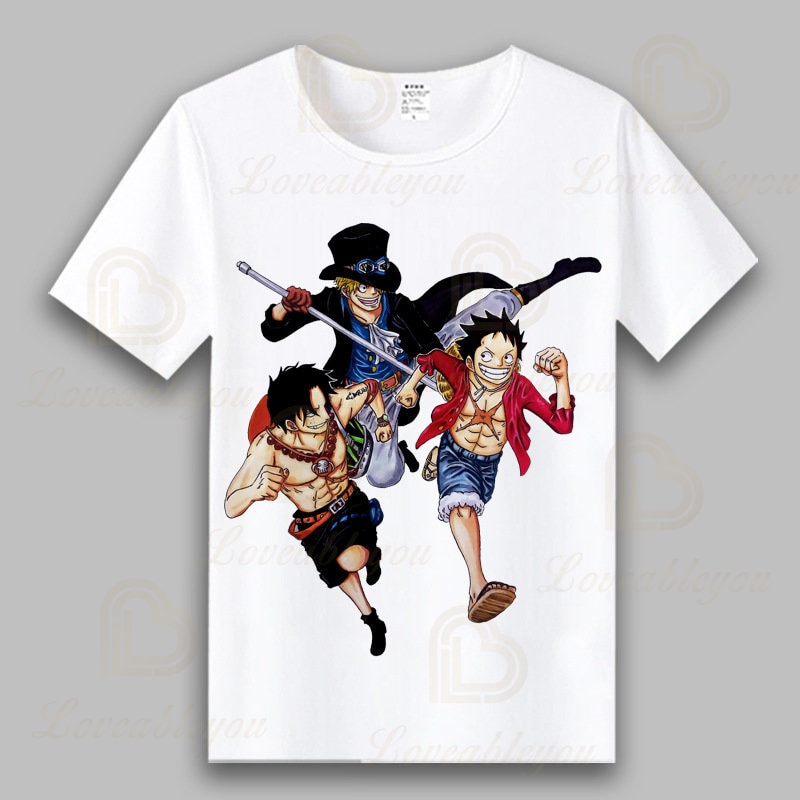 Luffy Ace Zoro T shirt Summer One Piece Outerwear Tees Anime Cartoon Cosplay Street Sports Casual - One Piece Plush