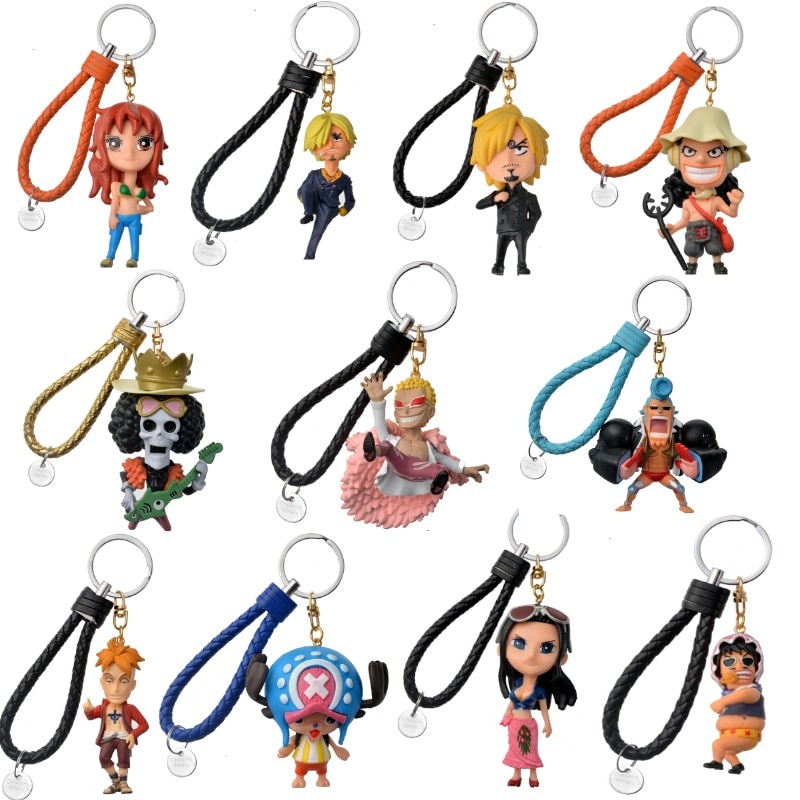One Piece Figure Keychain Pendant Cartoon Luffy PVC Anime Doll Creative Car Keychain Bag Pendant Accessories - One Piece Plush