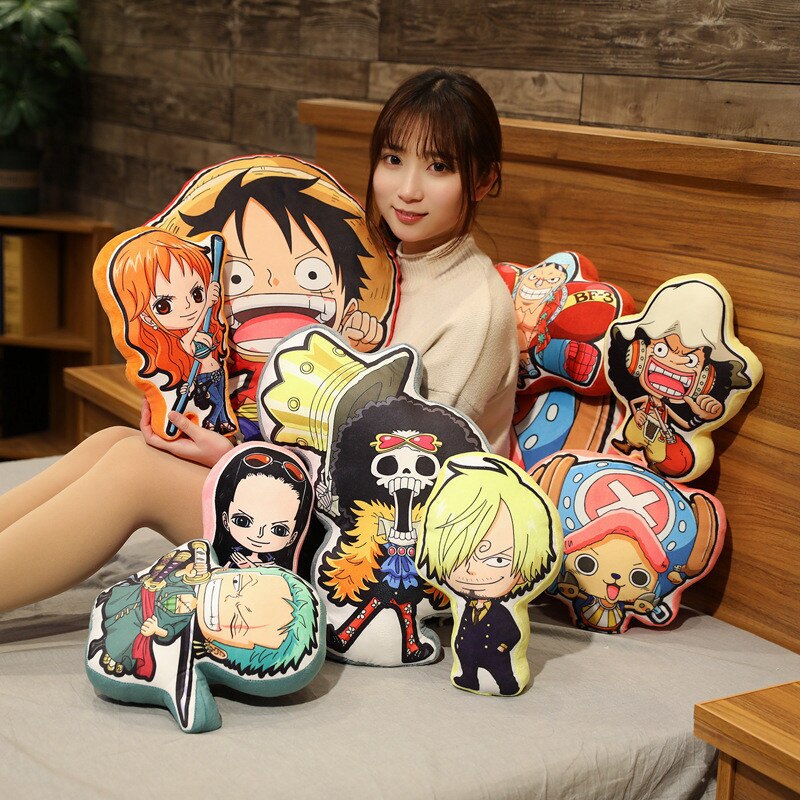One Piece Pillow Doll Luffy Roronoa Zoro Sanji Chopper Usopp Cartoon Anime Peripherals Stuffed Toys Cushion 1 - One Piece Plush