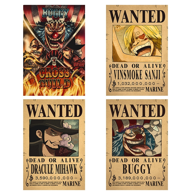 Anime One Piece New Straw Hat Pirates Wanted Posters Vintage Luffy 3 Billion Bounty Wanted Posters 1 - One Piece Plush